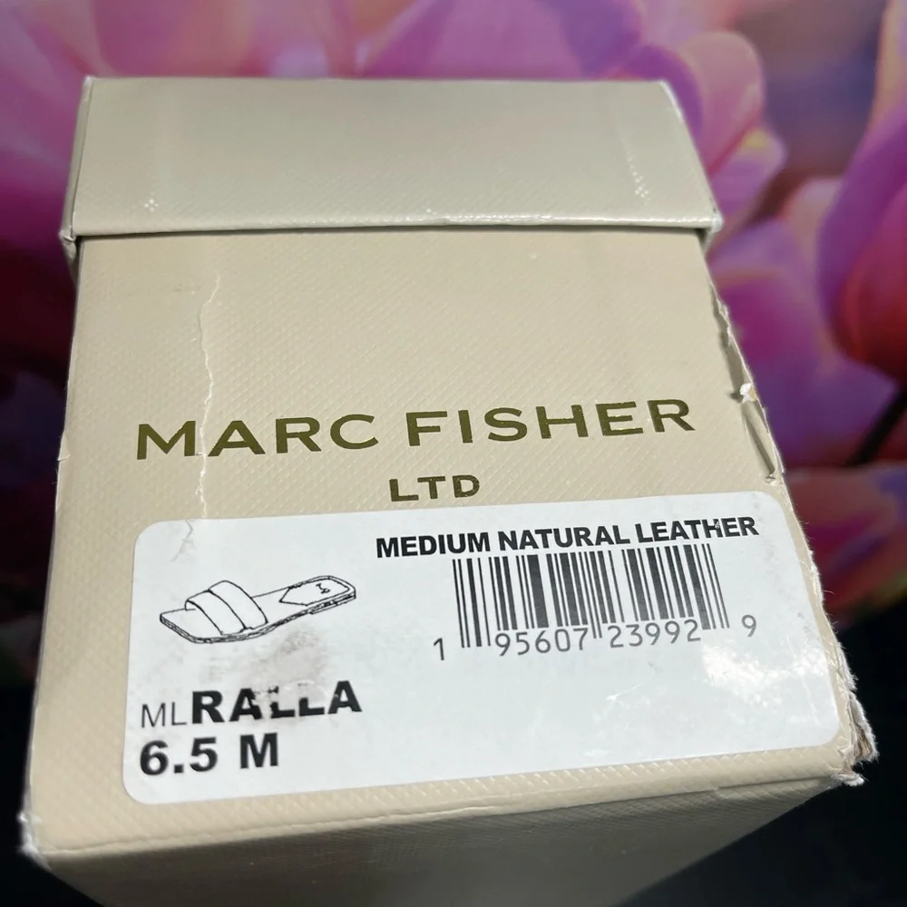 Marc Fisher Tan Padded Strap Slide Sandals